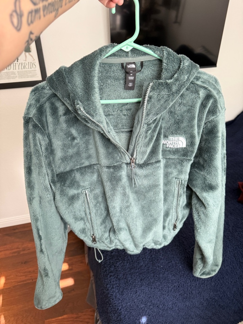 The North Face Plush Half-Zip Hoodie - Green NEVER WORN